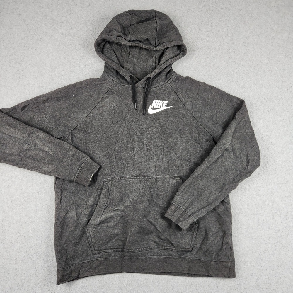 Nike Hoodie Womens Medium Dark Gray Sportswear Essential Rally Logo Pullover